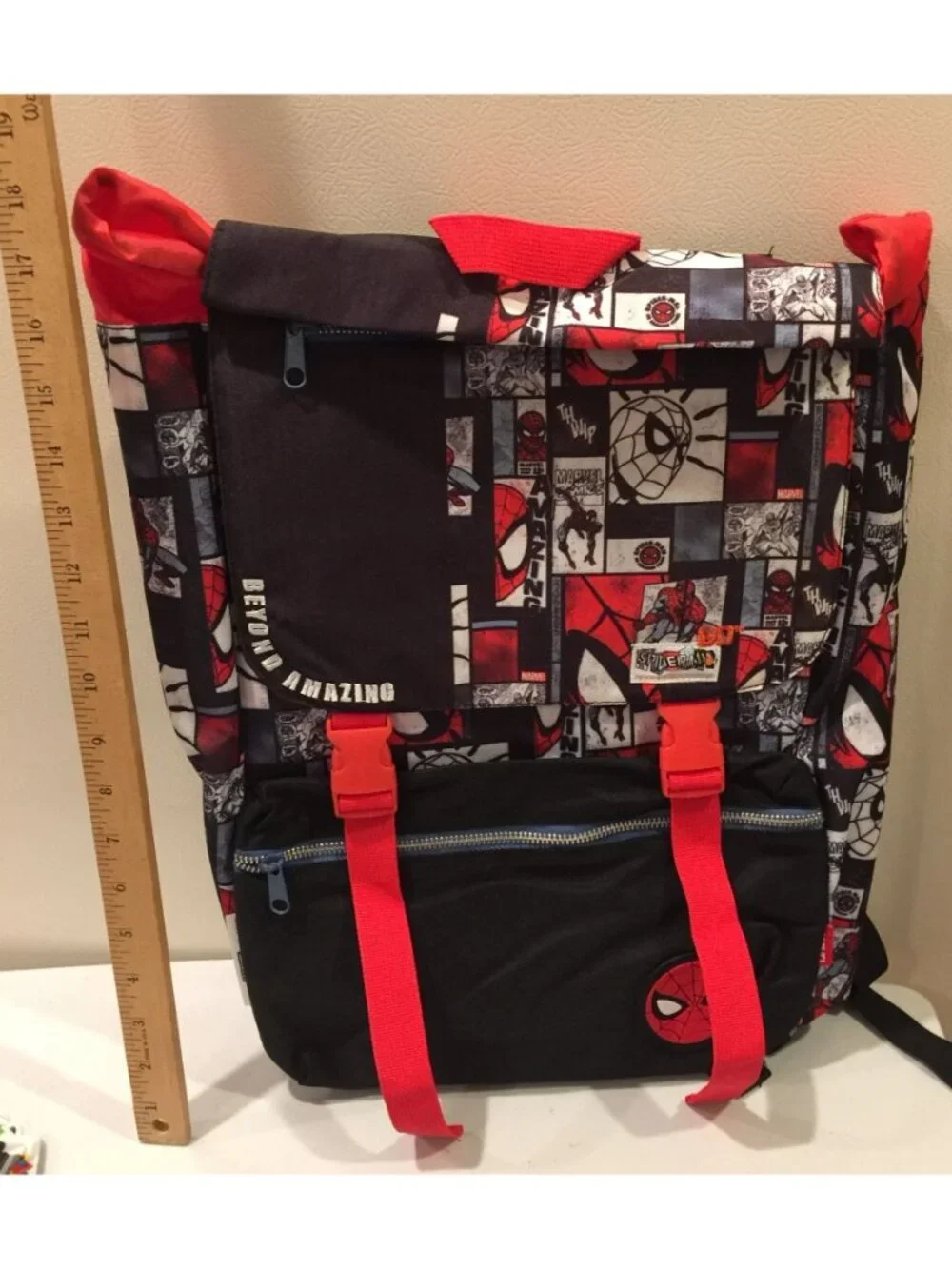 Disney Parks BEYOND AMAZING Spiderman Adjustable Backpack Red Black